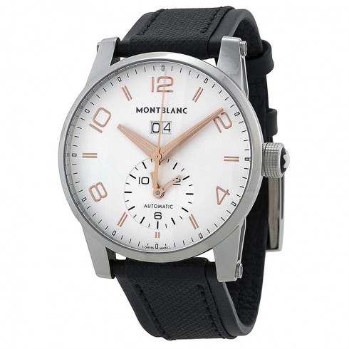 Montblanc Timewalker Automatic White Dial Black Leather Men's Watch 110579 watches