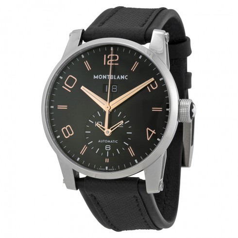 Montblanc Timewalker Black Dial Black Leather Automatic Watch 110465 watches