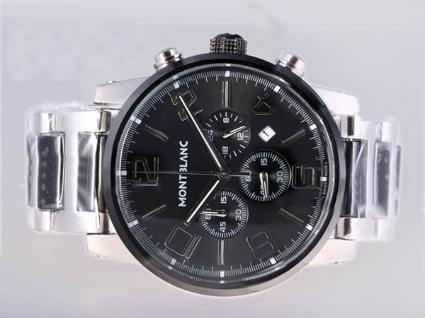 Montblanc Timewalker Chronograph 09668 Black Dial 43mm Stainless Steel Case Watch watches