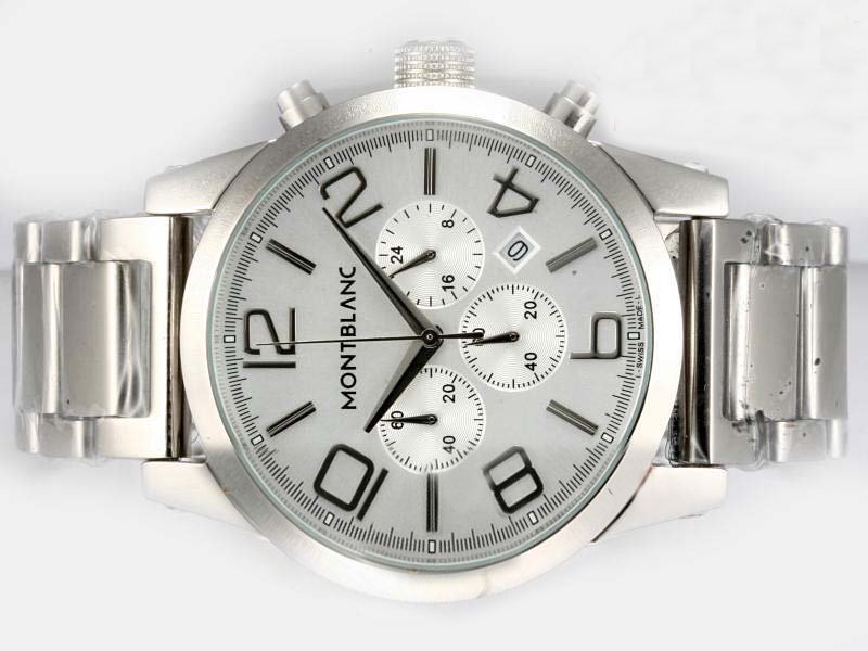 Montblanc Timewalker Chronograph 09669 Mens White Stainless Steel Strap Round Watch watches