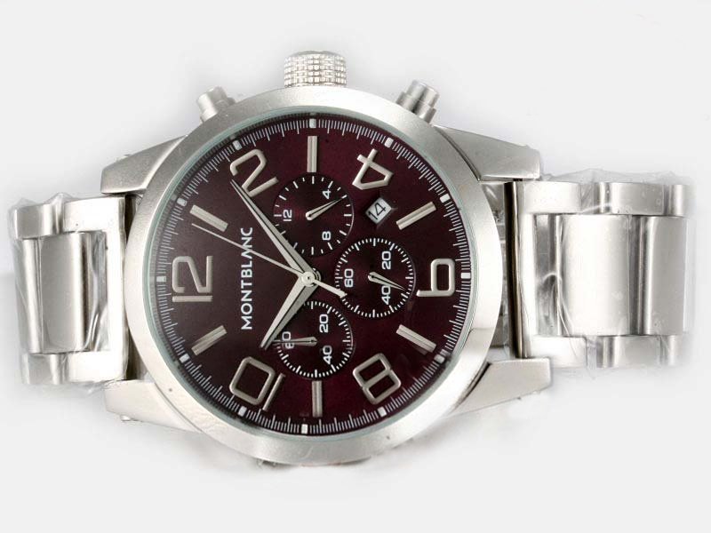 Montblanc Timewalker Chronograph 09669 Round Stainless Steel Case Brown Dial Watch watches