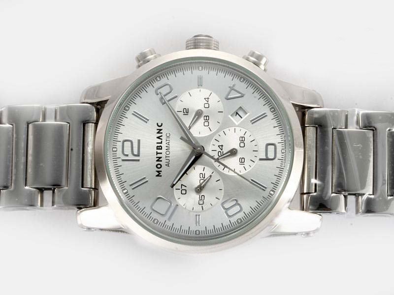 Montblanc Timewalker Chronograph 09669 Round White Stainless Steel Strap Mens Watch watches