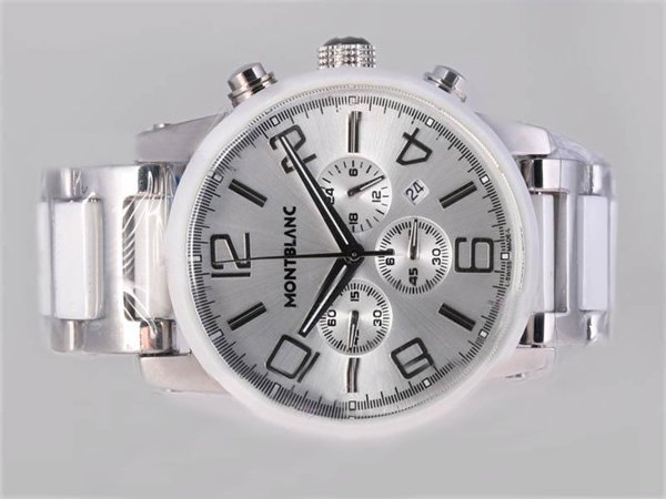 Montblanc Timewalker Chronograph 09669 Silver Stainless Steel Strap Midsize 43mm Watch watches