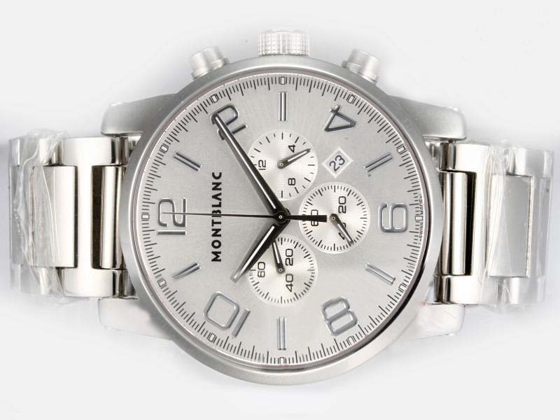 Montblanc Timewalker Chronograph 09669 White Dial Stainless Steel Bezel Watch watches