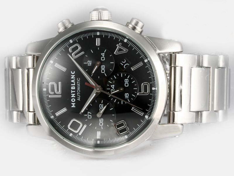 Montblanc Timewalker Chronograph 9668 43mm White Stainless Steel Strap Black Dial Watch watches