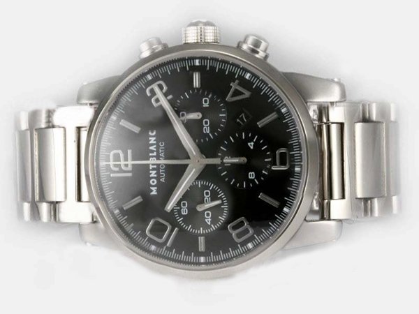 Montblanc Timewalker Chronograph 9668 Mens White Stainless Steel Strap 43mm Watch watches