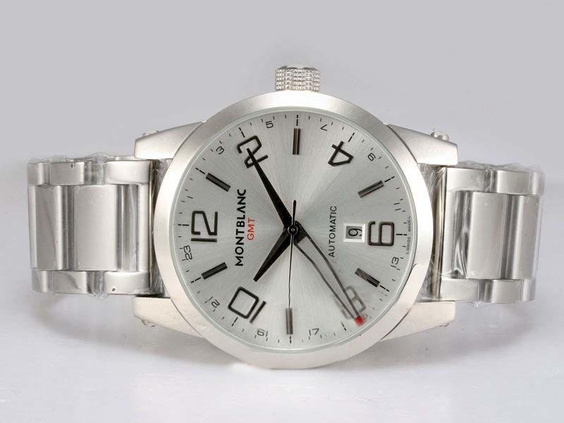 Montblanc Timewalker GMT 36064 Silver Stainless Steel Strap White Dial Round Watch watches