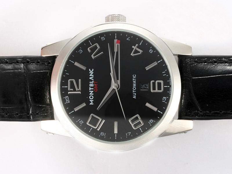 Montblanc Timewalker GMT 36065 Black Dial Round Stainless Steel Case Watch watches