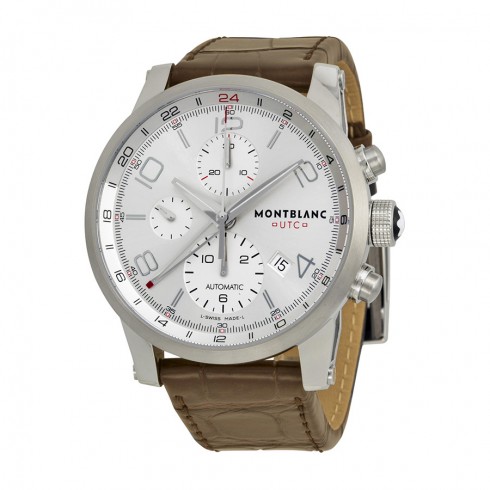 Montblanc Timewalker Silver Dial Brown Alligator Leather Chronograph Men's Watch 107065 watches