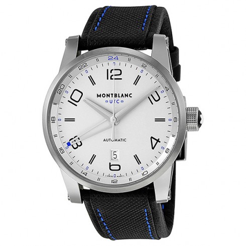 Montblanc Timewalker Voyager UTC Silver Dial Black Leather Men's Watch 109333 watches