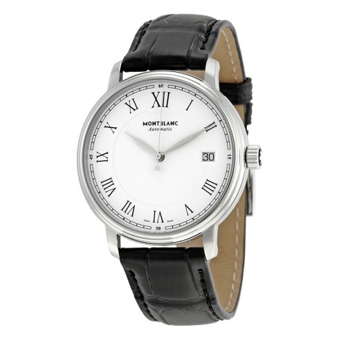 Montblanc Tradition White Dial Black Leather Automatic Men's Watch 112611 watches