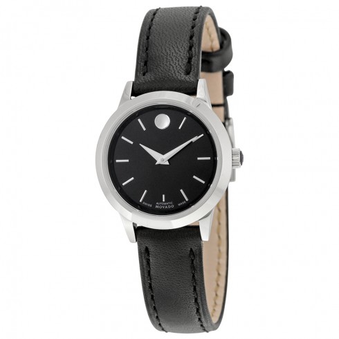 Movado 1881 Automatic Black Dial Black Leather Ladies Watch 0606923 watches