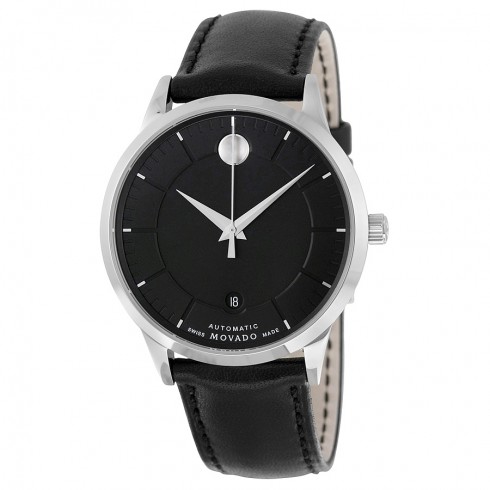 Movado 1881 Automatic Black Dial Black Leather Men's Watch 0606873 watches