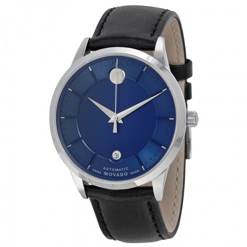 Movado 1881 Automatic Blue Dial Black Leather Band Men's Watch 0606874 watches