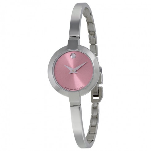 Movado Bela Pink Dial Stainless Steel Bangle Ladies Watch 0606596 watches