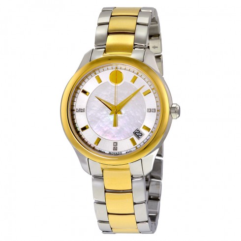 Movado Bellina Silver-toned Metallic White Mother Of Pearl With Diamonds Dial Ladies Watch 0606979 watches