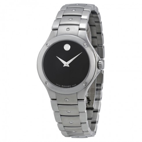 Movado Black Dial Stainless Steel Ladies Watch 606655 watches