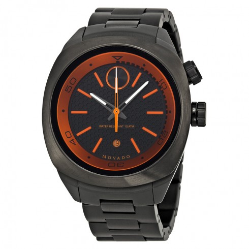 Movado Bold Black and Orange Dial Gunmetal Ion-plated Watch 3600213 watches