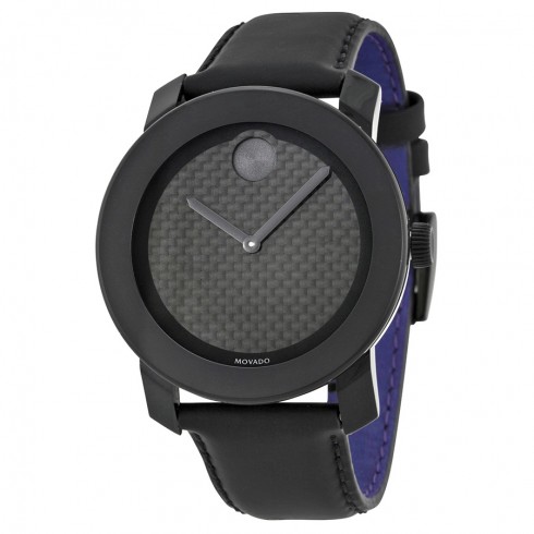 Movado Bold Black Dial Black Coated Leather Strap Men's Watch 3600170 watches