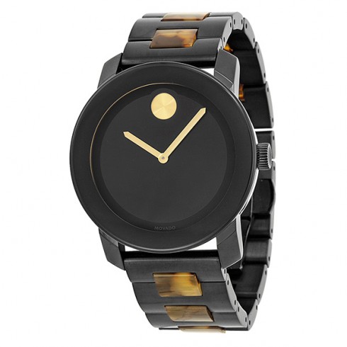 Movado Bold Black Dial Black IP Stainless Steel and Tortoise Bracelet Unisex 3600152 watches