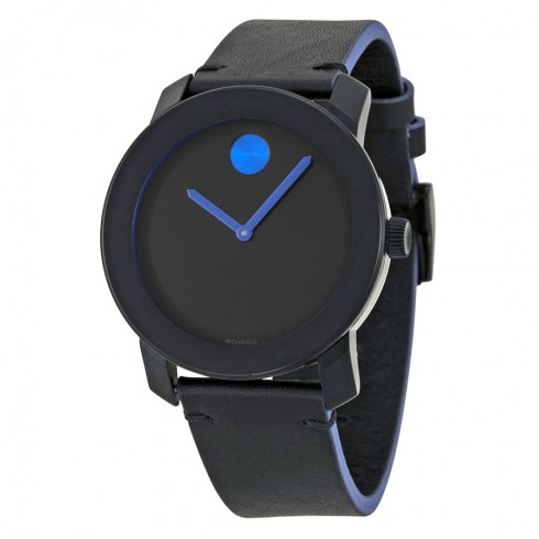Movado Bold Black Dial Black Leather Unisex Watch 3600350 watches