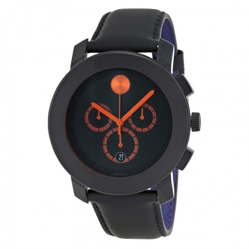 Movado Bold Chronograph Black Dial Black Leather Men's Watch 3600232 watches