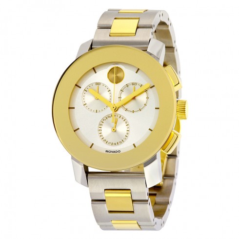 Movado Bold Chronograph Silver Sunray Dial Two- tone Unisex Watch 3600357 watches