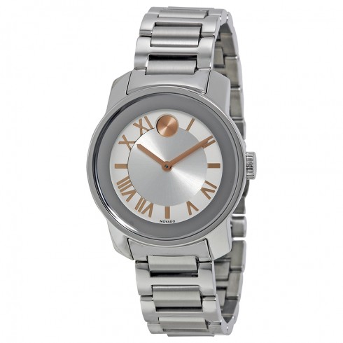 Movado Bold Silver Dial Stainless Steel Band and Case Ladies Quartz Watch 3600244 watches