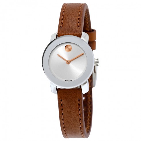 Movado Bold Silver Dial Brown Leather Ladies Watch 3600328 watches