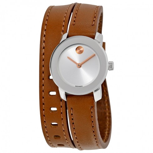 Movado Bold Silver Dial Brown Leather Strap Ladies Watch 3600331 watches