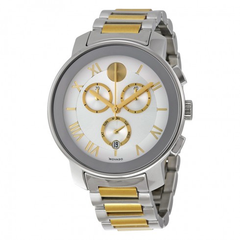 Movado Bold Silver Dial Silver-Gold tone Stainless Stee Case and Band Men's Quartz Watch 3600280 watches