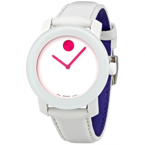 Movado Bold White Dial Leather Strap Unisex Watch 3600020 watches