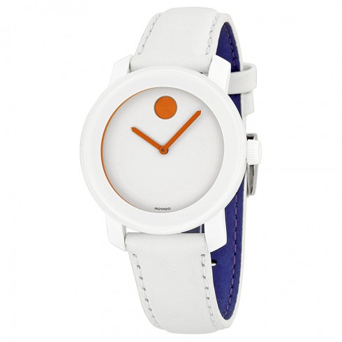 Movado Bold White Dial White Leather Strap Unisex Watch 3600153 watches