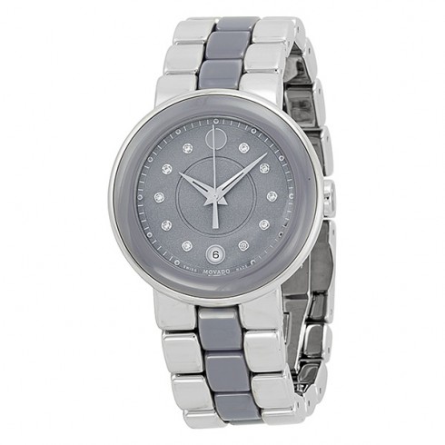 Movado Cerena Lilac Dial Lilac Ceramic and Stainless Steel Ladies Watch 0606554 watches