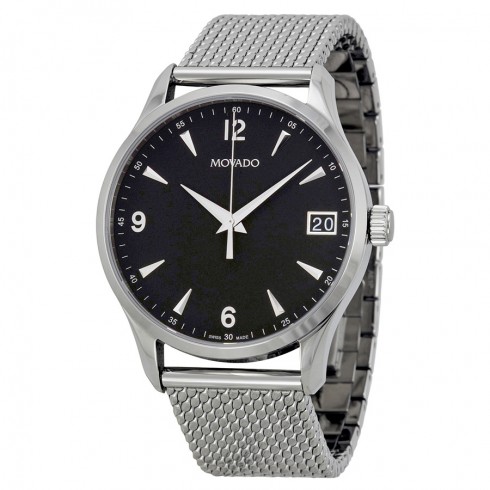 Movado Circa Black Dial Stainless Steel Mesh Watch 0606802 watches