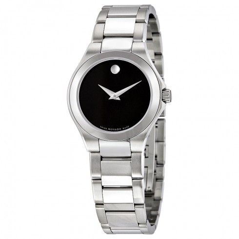 Movado Defio Black Dial Ladies Stainless Steel Watch 0606334 watches