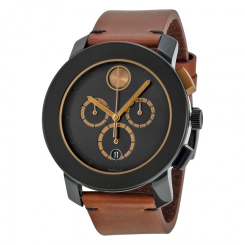 Movado Movado Chronograph Black Dial Cognac Leather Men's Watch 3600348 watches