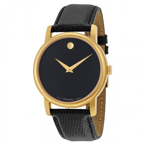 Movado Museum Black Dial Black Leather Men's Watch 2100005 watches
