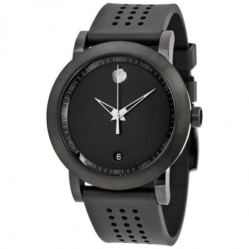 Movado Museum Black Dial Rubber Strap Men's Watch 0607038 watches