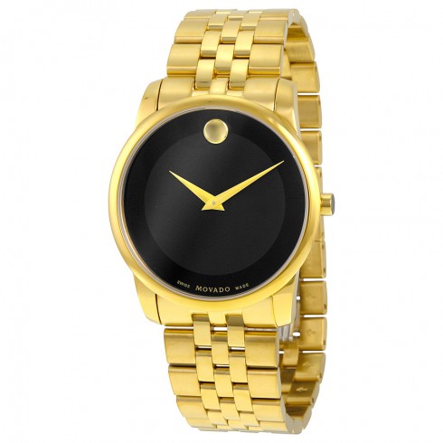 Movado Museum Classic Black Dial Stainless Steel Yellow PVD Men's Watch 0606997 watches