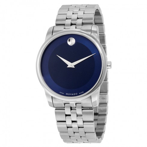 Movado Museum Quartz Metallic Blue Dial Stainless Steel Men's Watch 0606982 watches