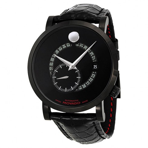 Movado Red Label Automatic Animated Date Small Seconds Black Dial Men's Watch 0606485 watches