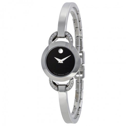 Movado Rondiro Black Dial Stainless Steel Bangle Ladies Watch 0606798 watches