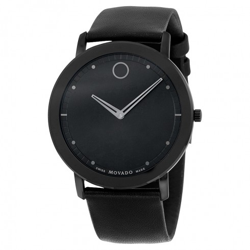 Movado Sapphire Black Dial Black Leather Men's Watch 0606884 watches