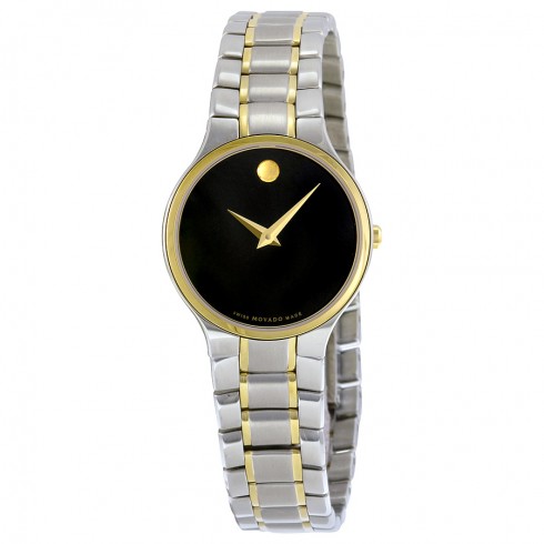 Movado Serio Black Dial Two Tone Stainless Steel Ladies Watch 606902 watches