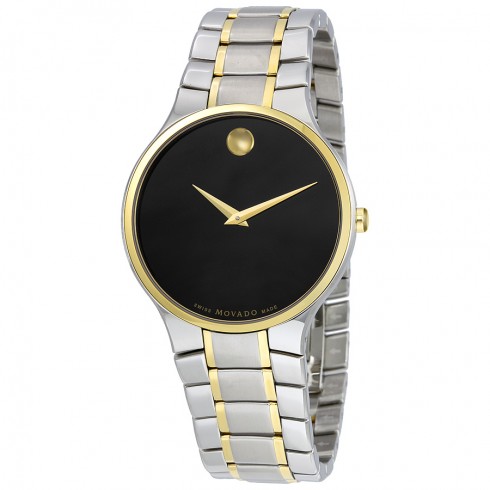 Movado Serio Black with Concave Dot Dial Two-tone Stailess Steel Men's Watch 0606901 watches