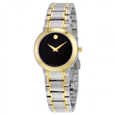 Movado Stiri Black Dial Stainless Steel and Yellow Gold PVD Ladies Watch 606951 watches