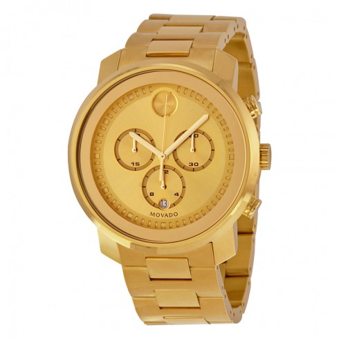 Movado Bold Champagne Dial Yellow Gold Ion-plated Men's Quartz Watch 3600278 watches