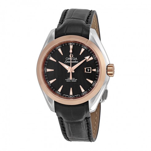 Omega Aqua Terra Automatic Black Dial Black Leather Ladies Watch 23123342001002 watches