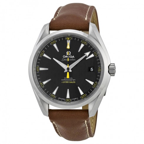 Omega Aqua Terra Automatic Black Dial Brown Leather Men's Watch 23112422101001 watches